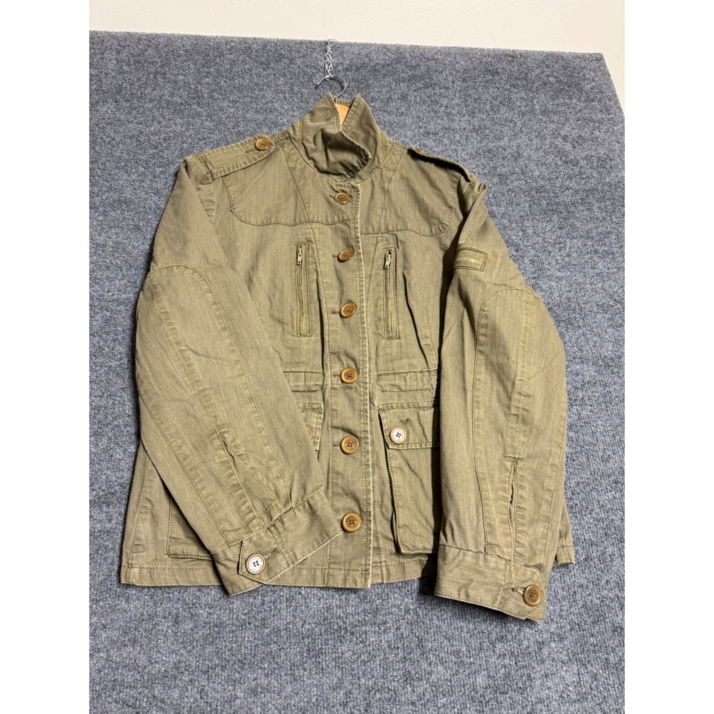 Sundance Vintage 100% Cotton Utility Jacket Women's Size 16 Khaki Twill Button